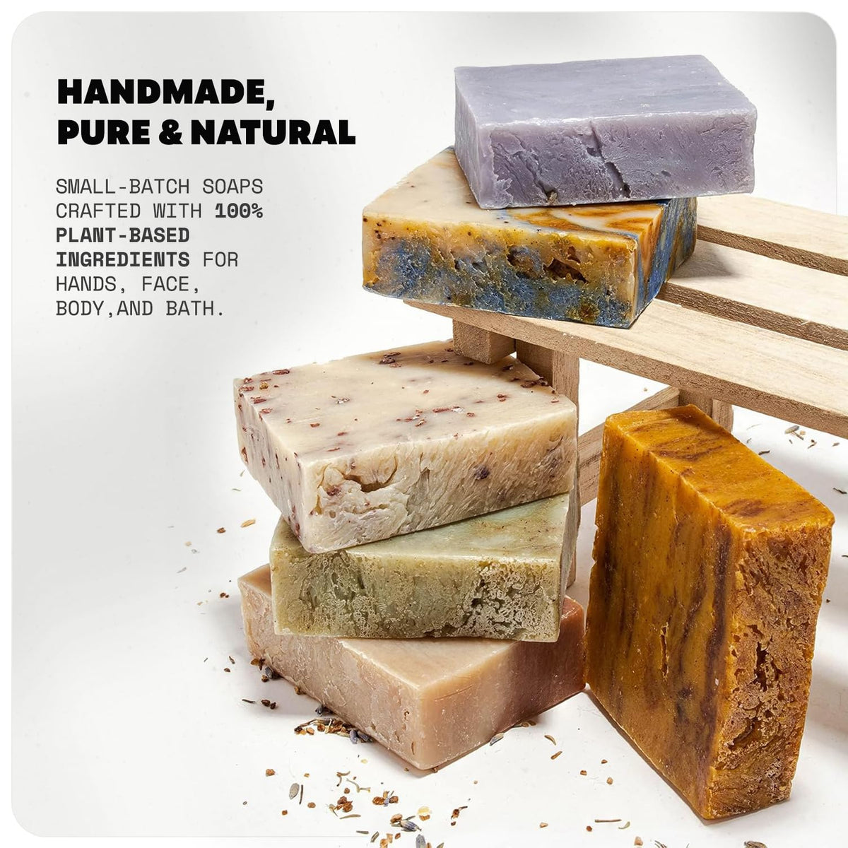 Iron Lion Soap ingredients flatlay highlighting organic plant oils and benefits