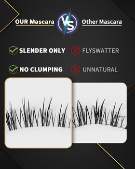 Generic iron wand before and after lashes comparison showing extended length benefit