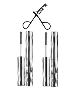 Generic iron wand packaging front view showing two tubes and curler benefit long wear