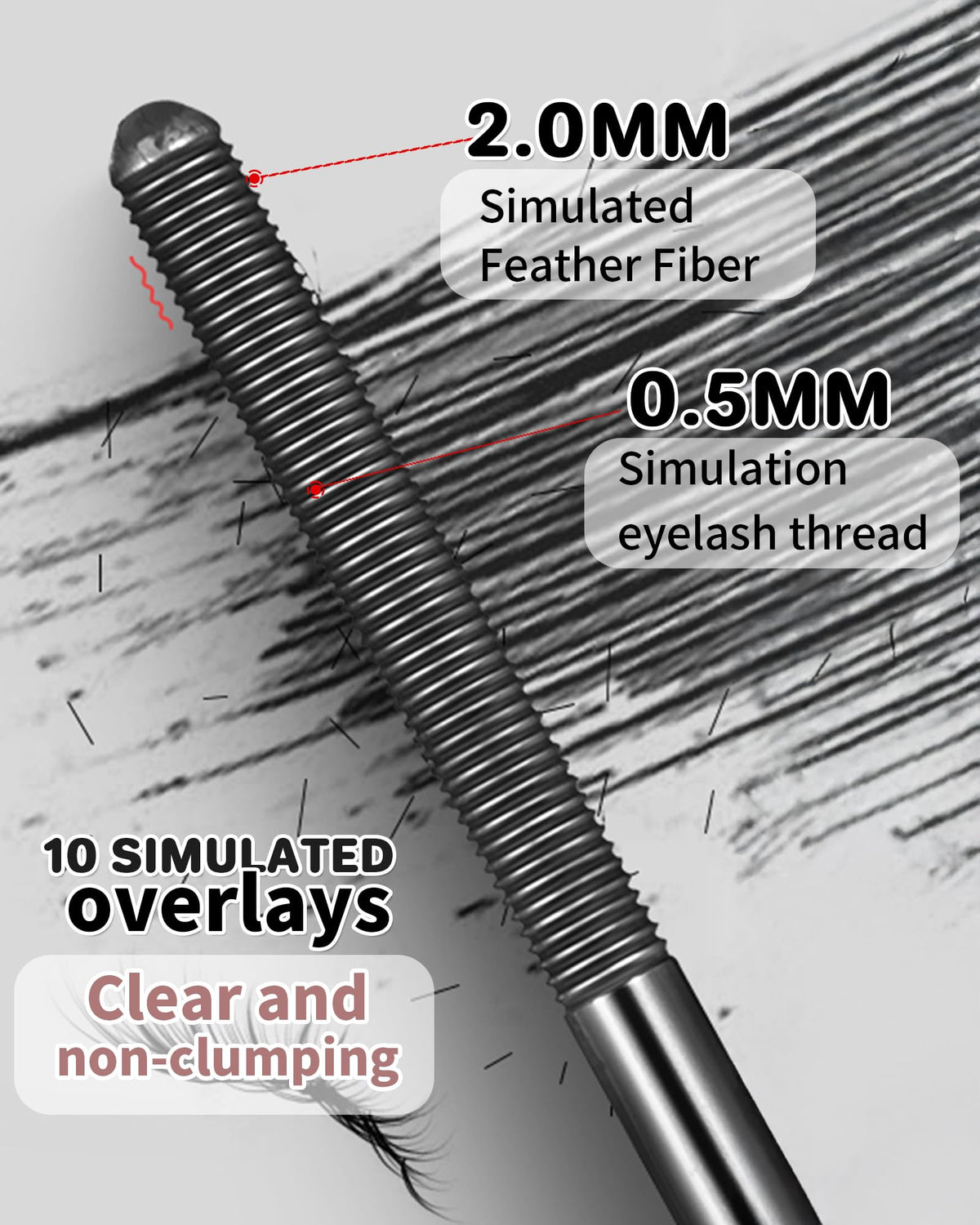 Generic iron wand mascara worn outdoors showing smudge-proof hold benefit all-day wear