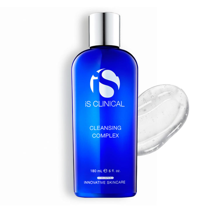 iS CLINICAL front packaging clear gel cleanser shows product clarity and professional results
