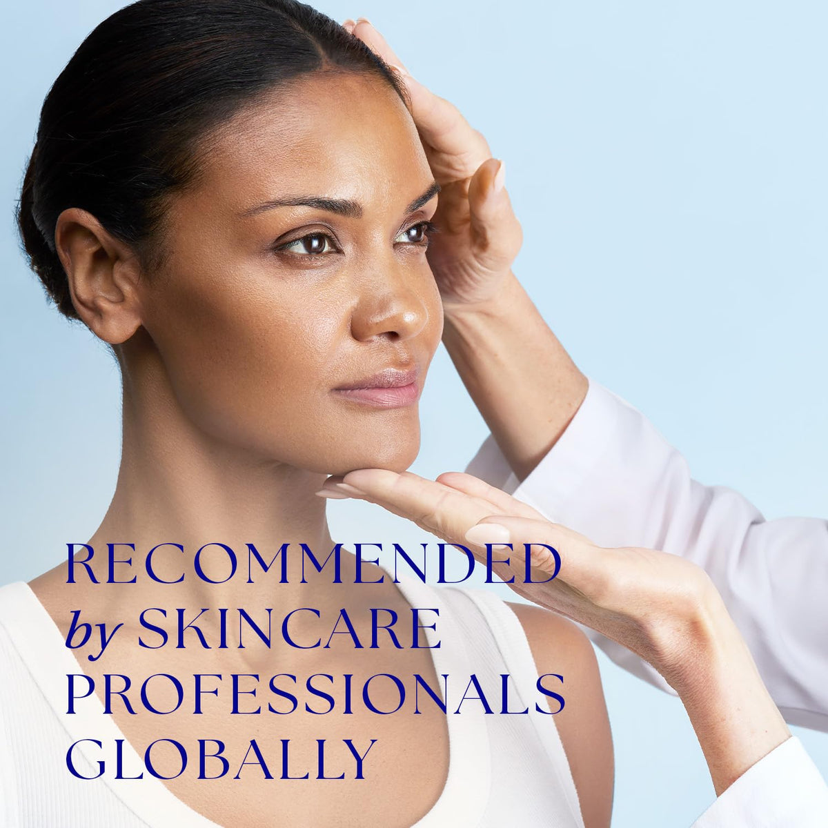iS CLINICAL mist applied over makeup demonstrating setting and radiance benefit