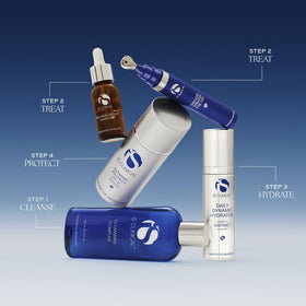 iS CLINICAL jar next to a coin for size comparison showing travel-friendly compactness