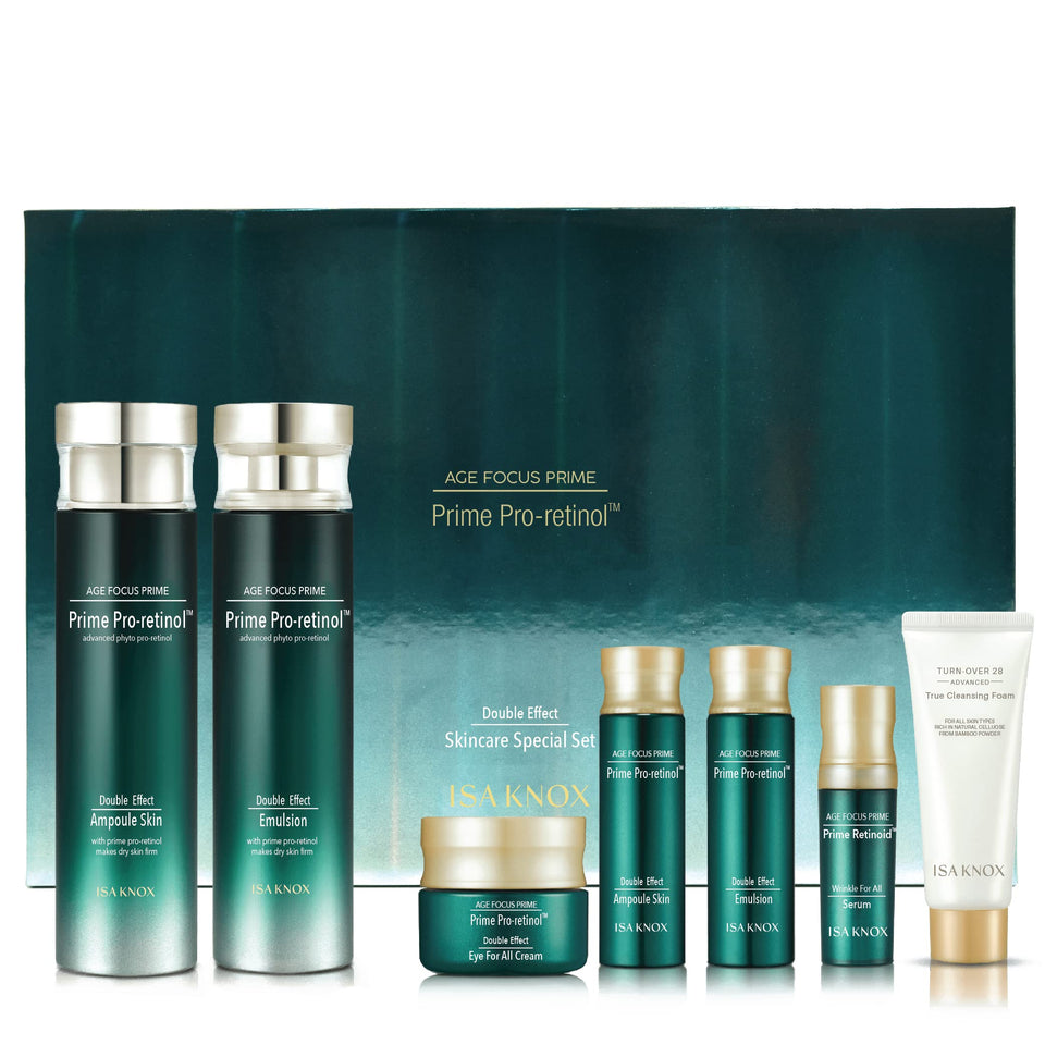Isa Knox full set front packaging showing all items and regimen benefits
