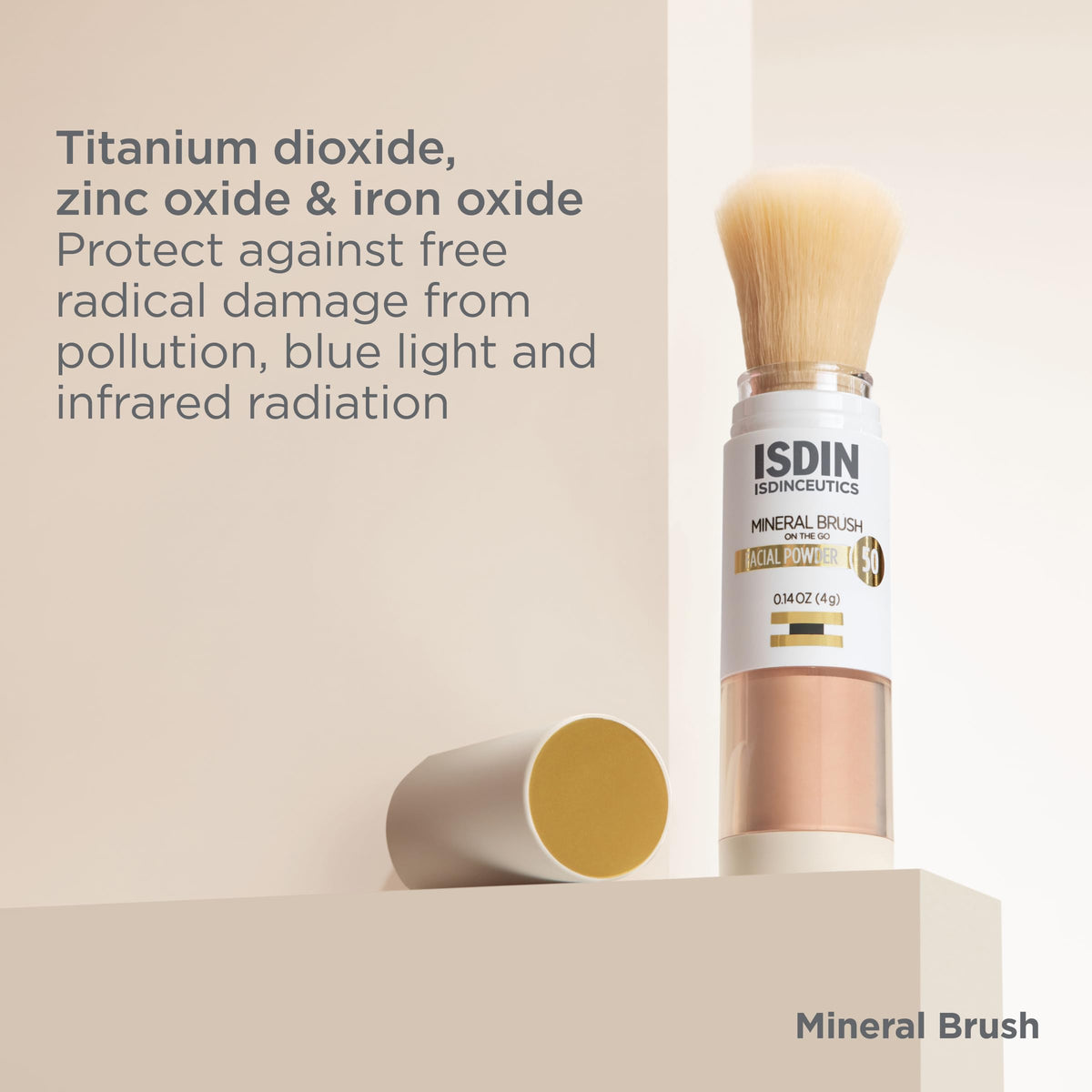ISDIN before and after coverage showing reduced discoloration and shine
