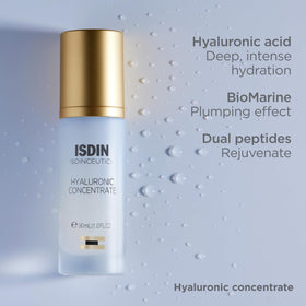 ISDIN bottle on bathroom counter illustrating daily routine compatibility benefit