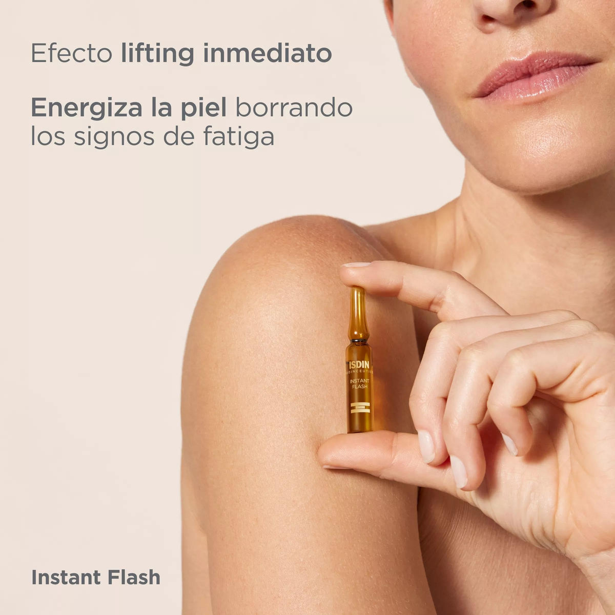 ISDIN application on face and neck demonstrating lifting massage benefit
