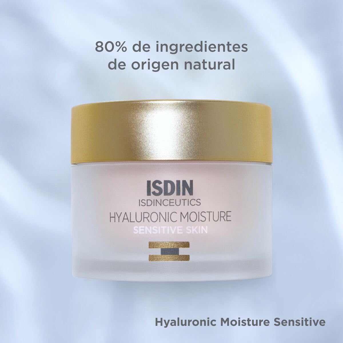 ISDIN cream texture close-up demonstrating lightweight gel-cream and soothing effect