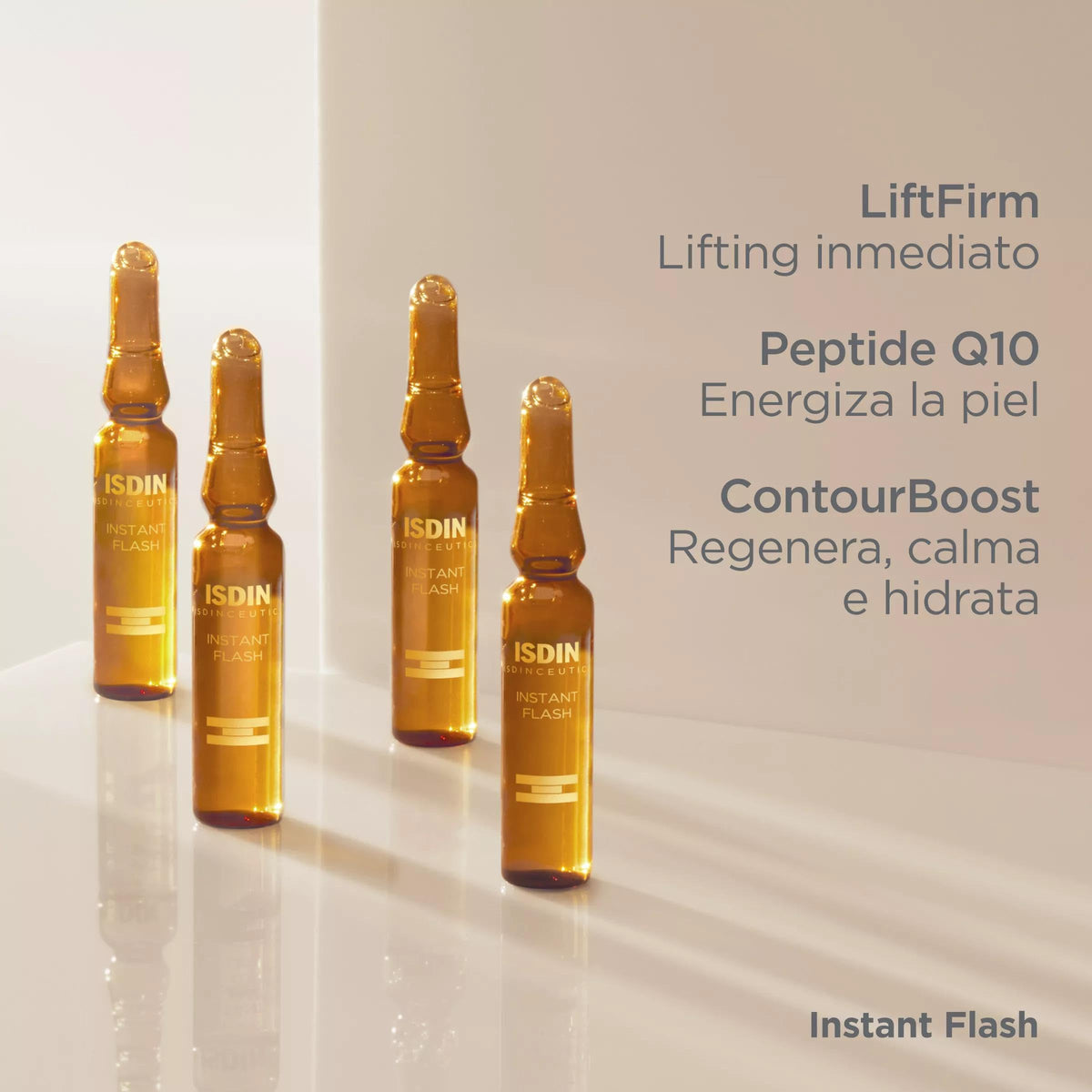 ISDIN in a morning routine lifestyle scene offering refreshed, radiant look benefit
