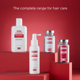 ISDIN Lambdapil lifestyle before after showing improved hair volume and natural look