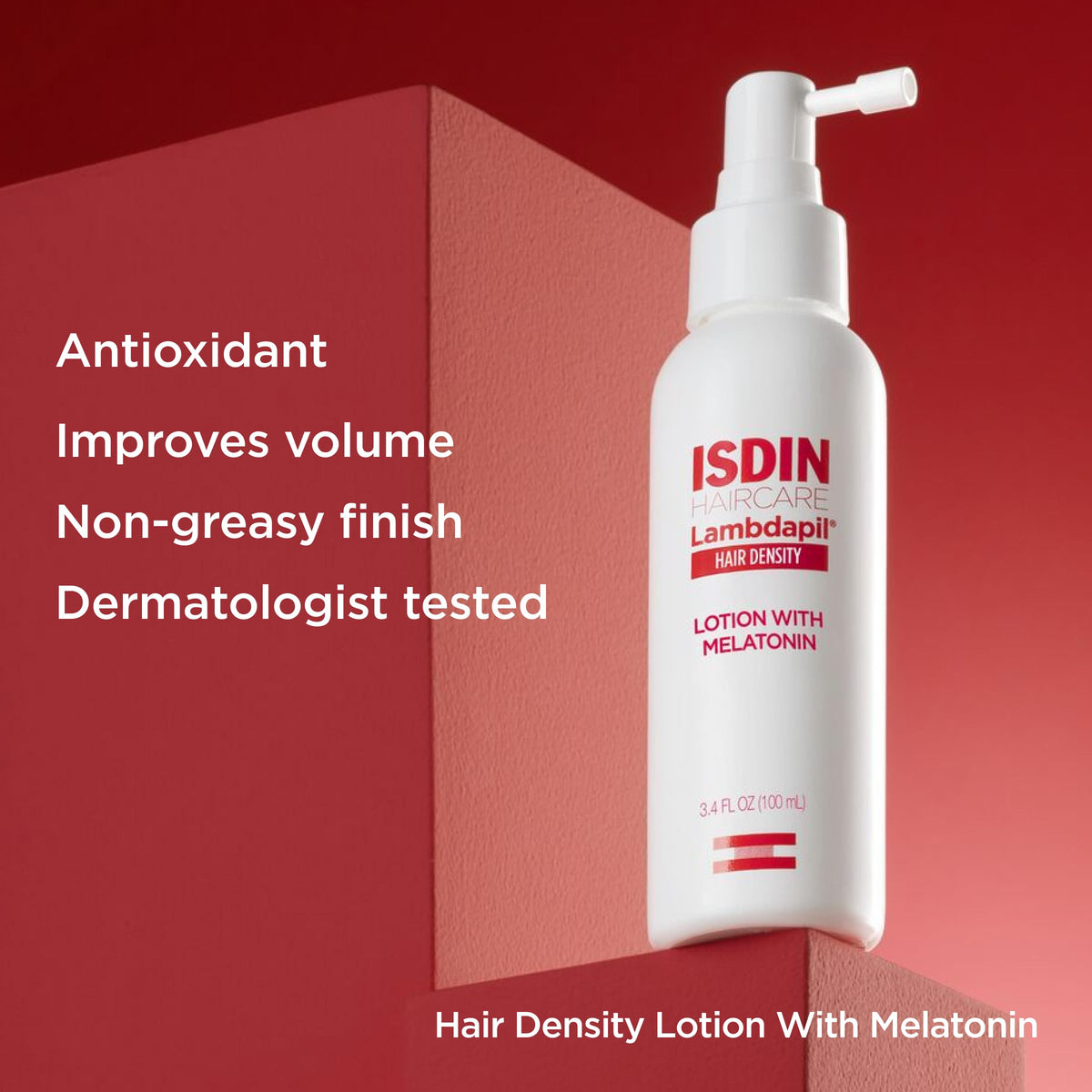 ISDIN lotion texture swatch highlighting lightweight absorbent finish