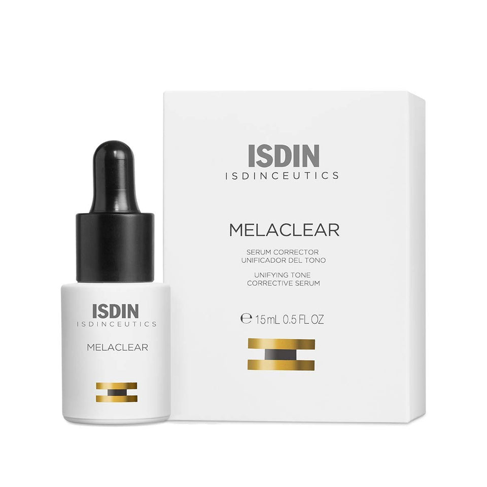 ISDIN bottle front packaging showing label and 0.5 fl oz size, conveys travel-ready convenience
