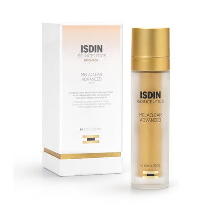ISDIN Melaclear front packaging showing bottle and label for clear identification