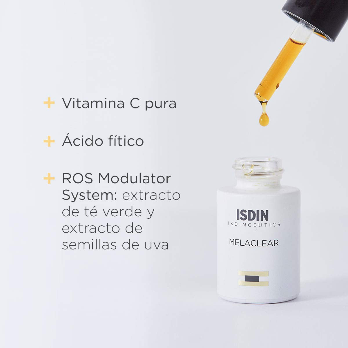 ISDIN serum texture close-up, shows lightweight absorbent formula for even application