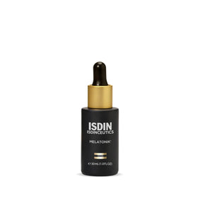 ISDIN Melatonik front packaging showing sleek bottle and calming design benefit: clear presentation