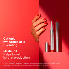ISDIN Si-Nails applied on a fingernail illustrating smoother surface benefit