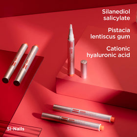 ISDIN Si-Nails ingredient layout highlighting silicon and hyaluronic support benefits