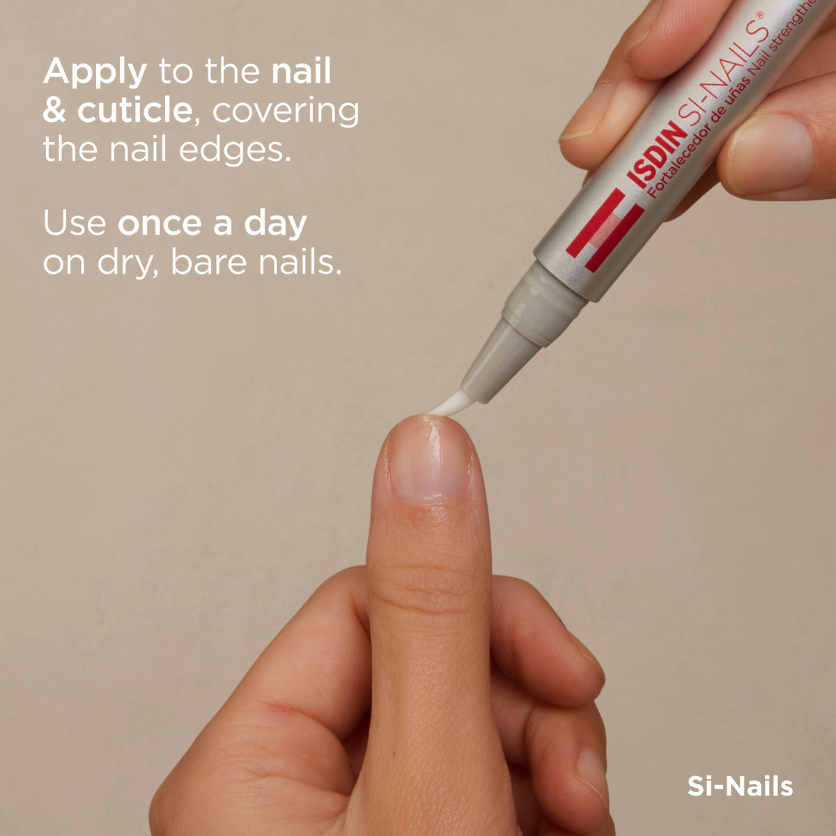 ISDIN Si-Nails on a bathroom shelf in a grooming scene for daily routine benefit