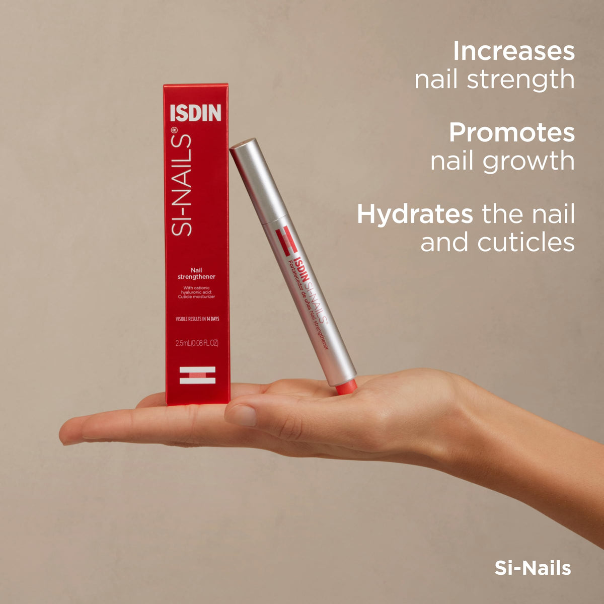 ISDIN Si-Nails texture close-up highlighting lightweight serum that absorbs quickly