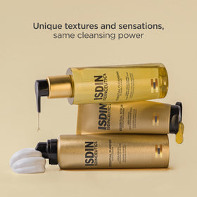 ISDIN in travel pouch showing portability and on-the-go cleansing benefit