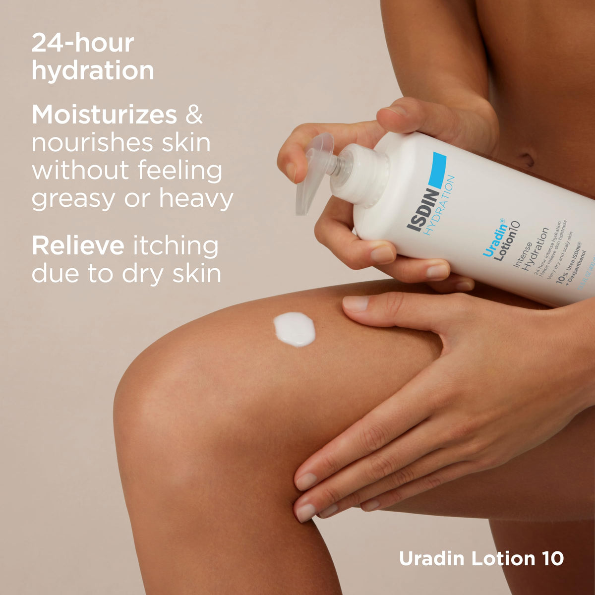 ISDIN Uradin 10 close-up of urea concentration label, shows deep hydration feature