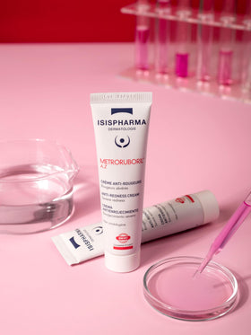 IsisPharma ingredient callout highlighting 15% azelaic acid for redness control
