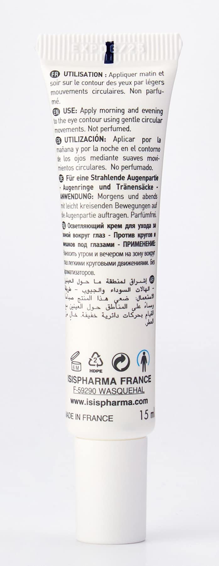 IsisPharma ingredients label highlighting Chlorella vulgaris and tetra-peptide benefits