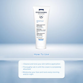 IsisPharma Sensylia applied to face in morning routine scene illustrating barrier support and comfort