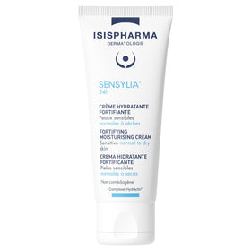 IsisPharma Sensylia front packaging showing 40 ml tube and clear labeling, highlights moisturising benefit