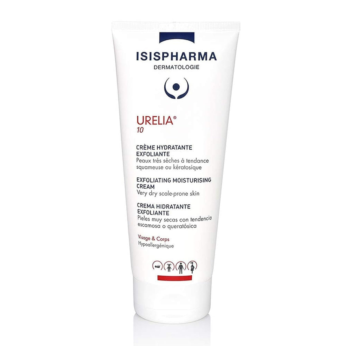 IsisPharma Urelia 10 front tube showing label and 150 ml volume benefit