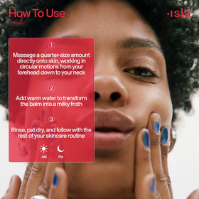 ISLA Day Melt removing eye makeup on cotton pad, emphasizes gentle effective removal