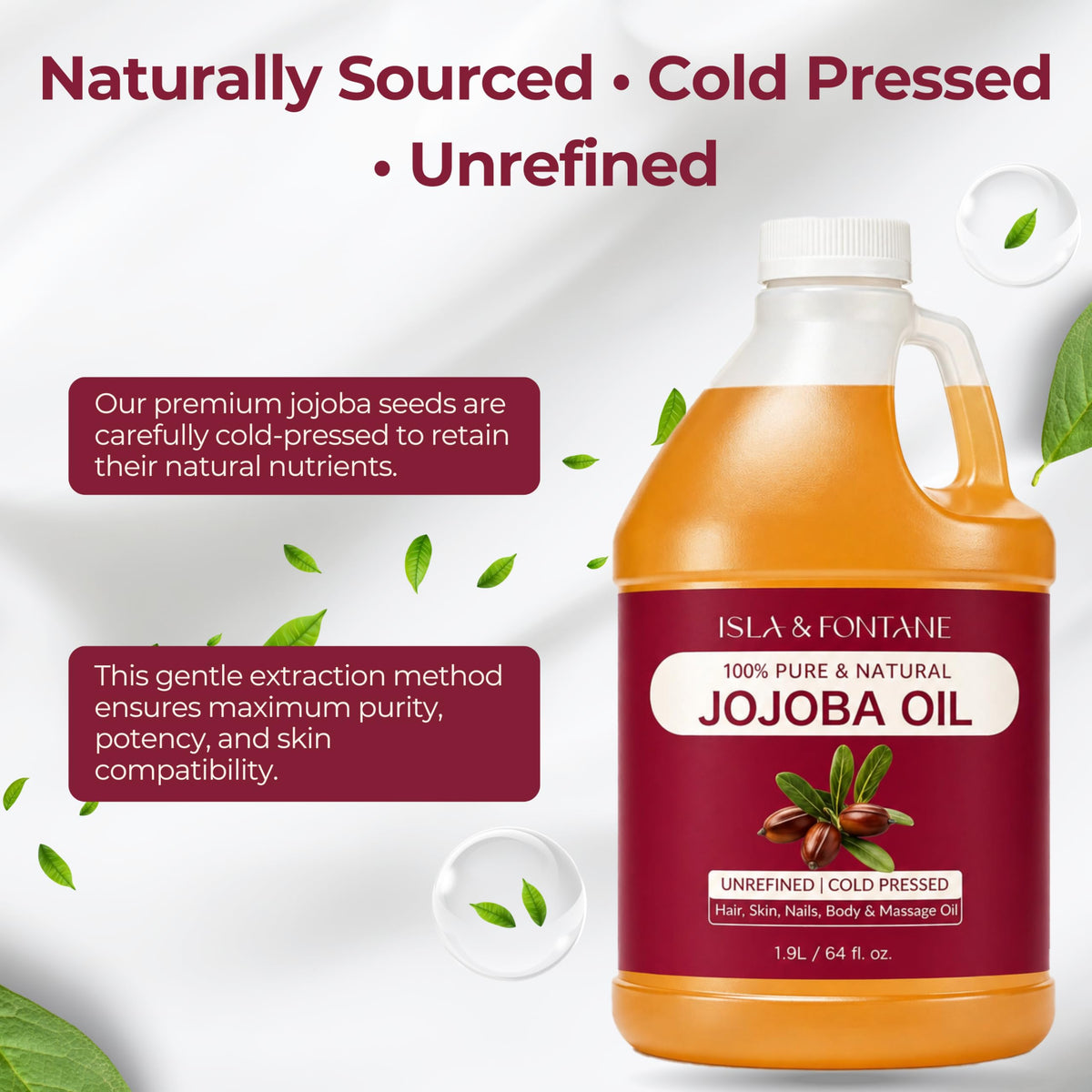 ISLA & FONTANE massaging jojoba oil into cuticles and nails — softens and conditions