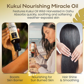 Island Essence pouring oil texture close-up demonstrating quick absorption benefit