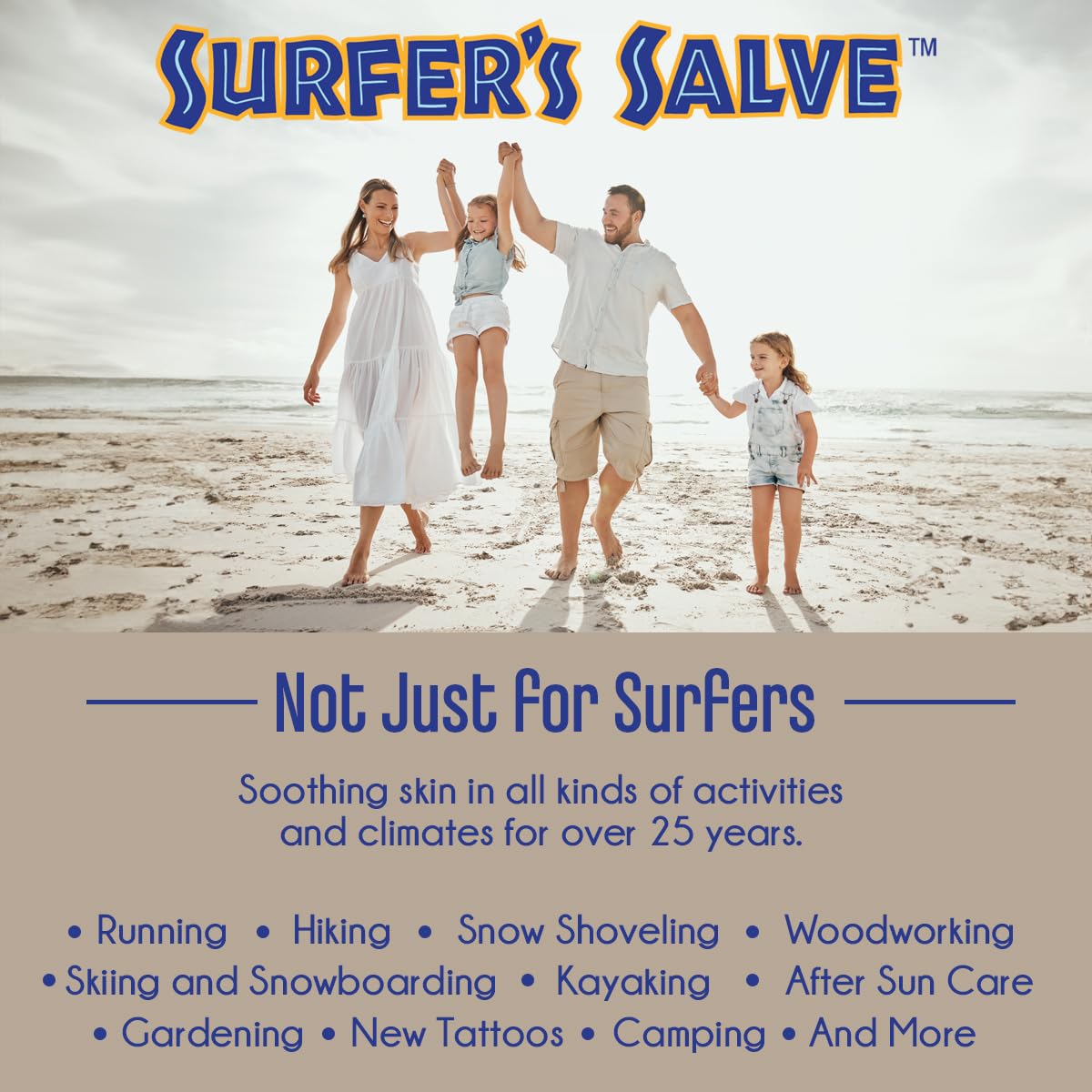 Island Soap & Candle Works salve in beach bag showing on-the-go protection during outdoor activity