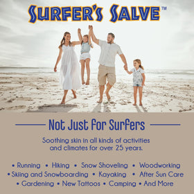 Island Soap & Candle Works salve in beach bag showing on-the-go protection during outdoor activity