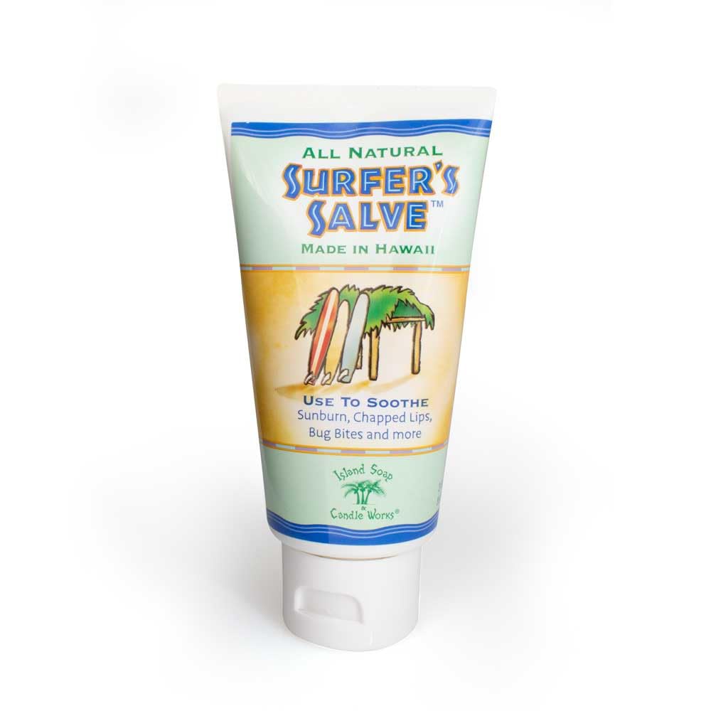 Island Soap & Candle Works front tube view showing clear labeling and travel convenience