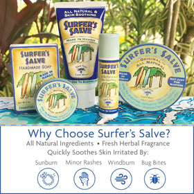 Island Soap & Candle Works tube beside sunglasses showing 3 oz travel-size portability