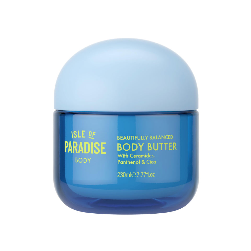 Isle of Paradise jar front view showing sleek packaging and hydration benefit