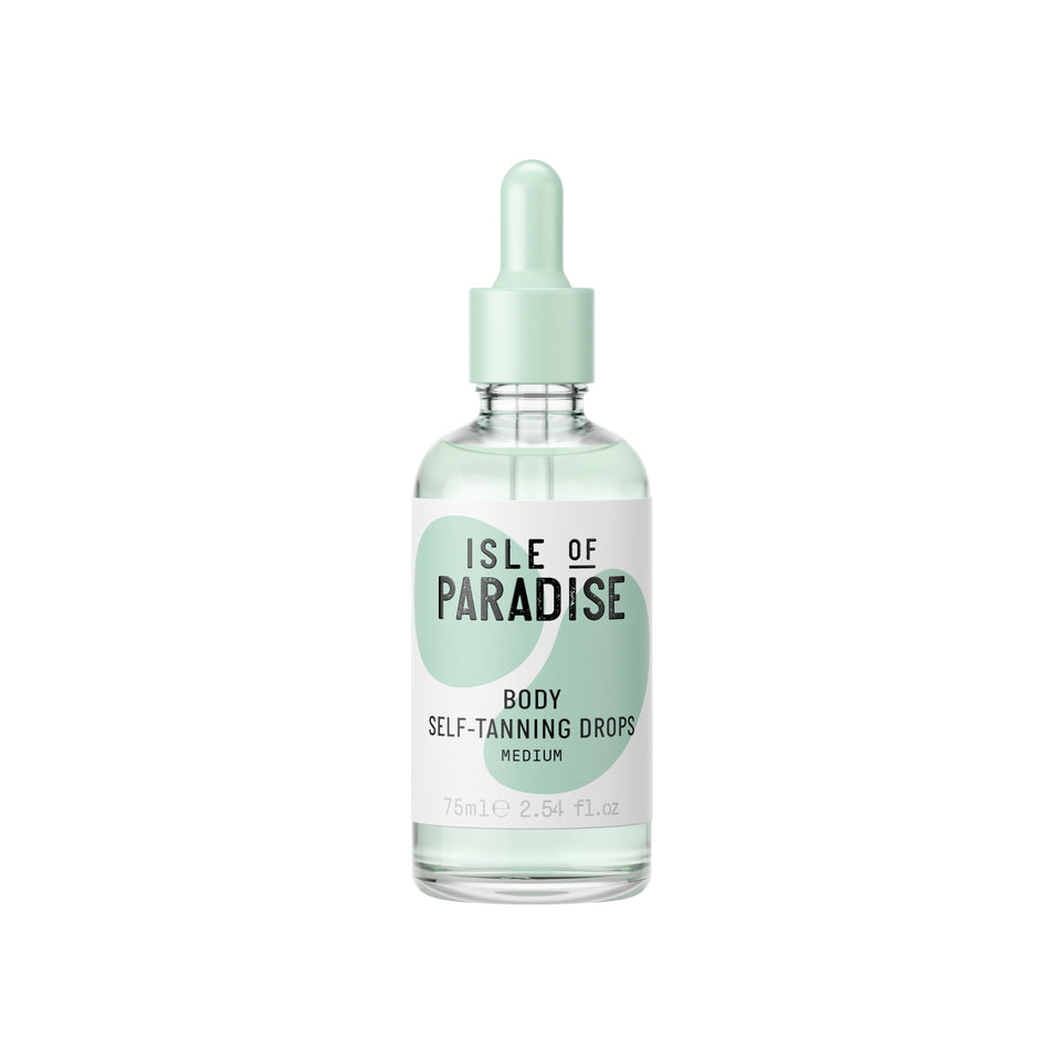 Isle of Paradise bottle front view showing brand and medium tint benefit