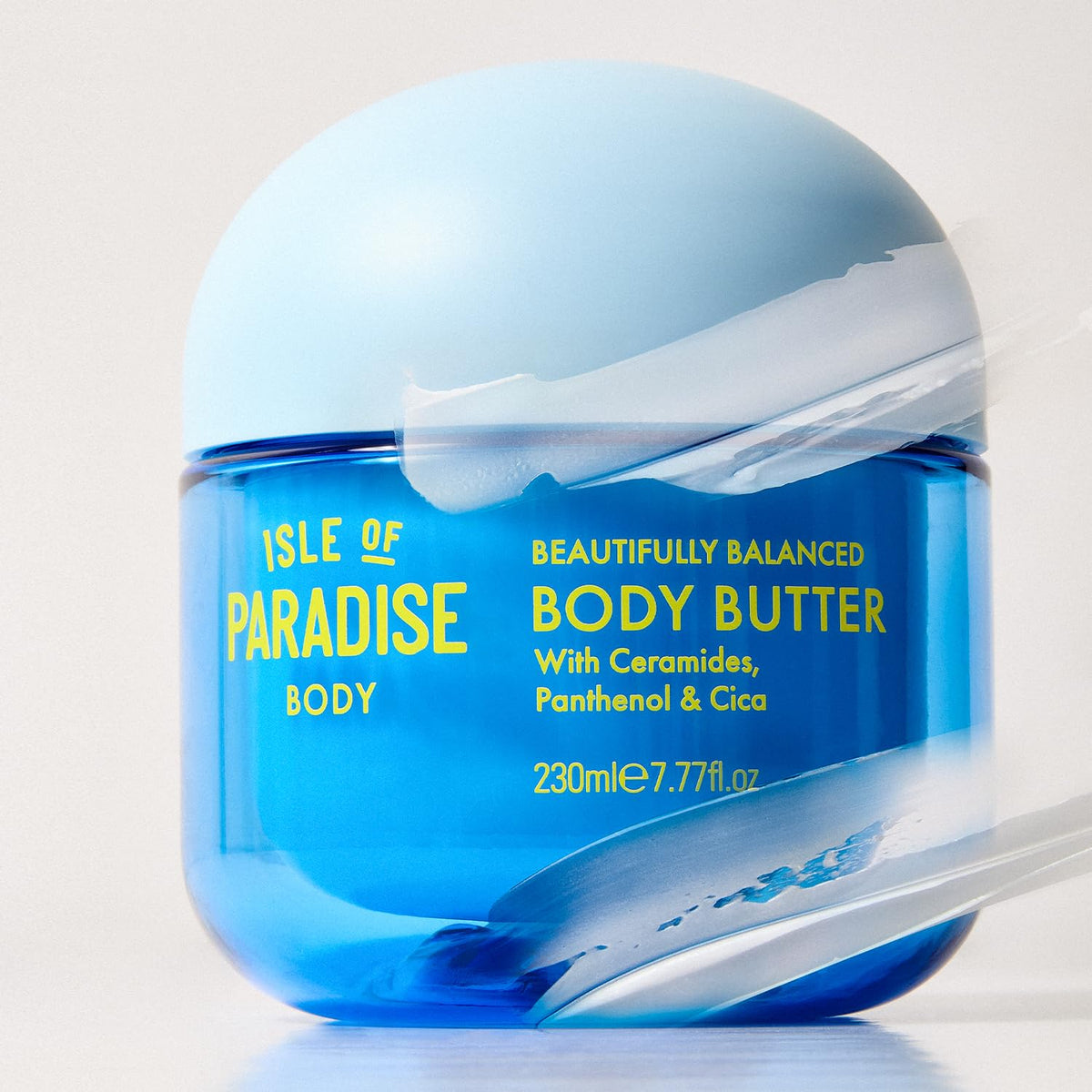 Isle of Paradise product label and scent notes indicating calming fragrance benefit