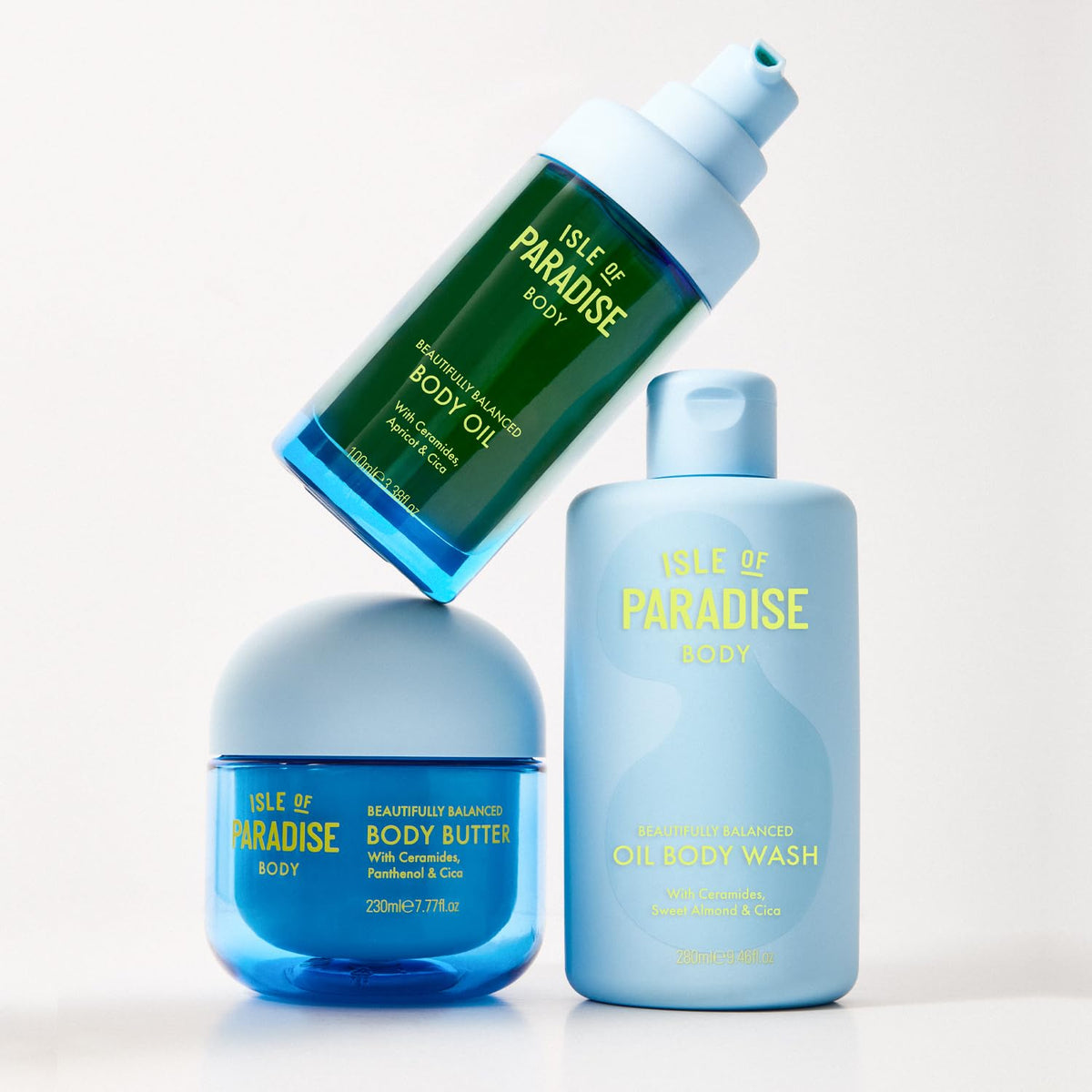 Isle of Paradise body butter placed on bathroom shelf creating a self-care vibe