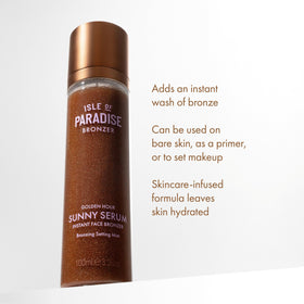 Isle of Paradise mist applied on model for instant illuminated finish