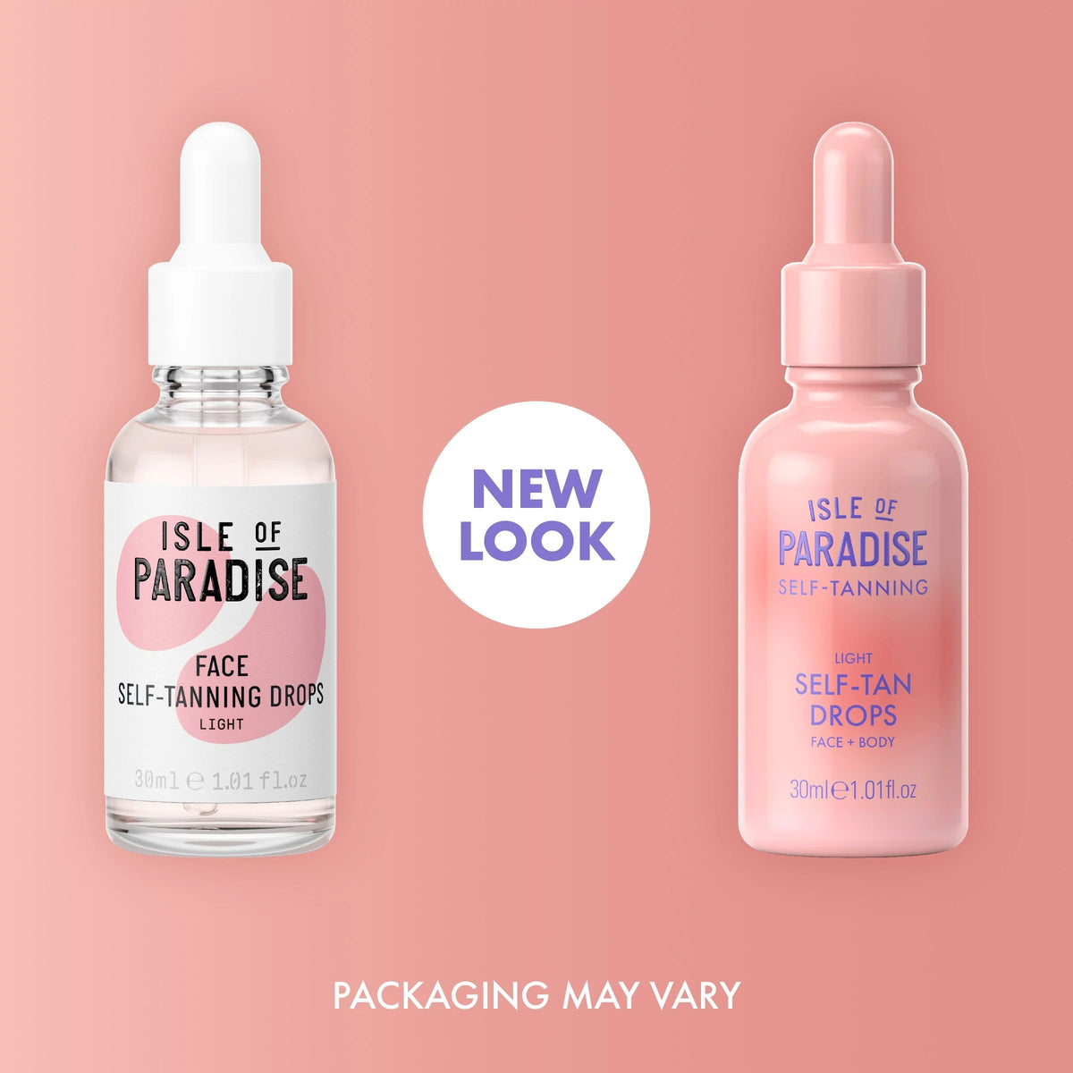 Isle of Paradise drops mixed into moisturizer on palm, customizable tan benefit