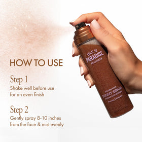 Isle of Paradise bottle on shelf conveying routine use and skincare-first approach