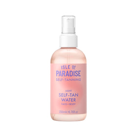 Isle of Paradise front packaging showing clear tanning water benefits