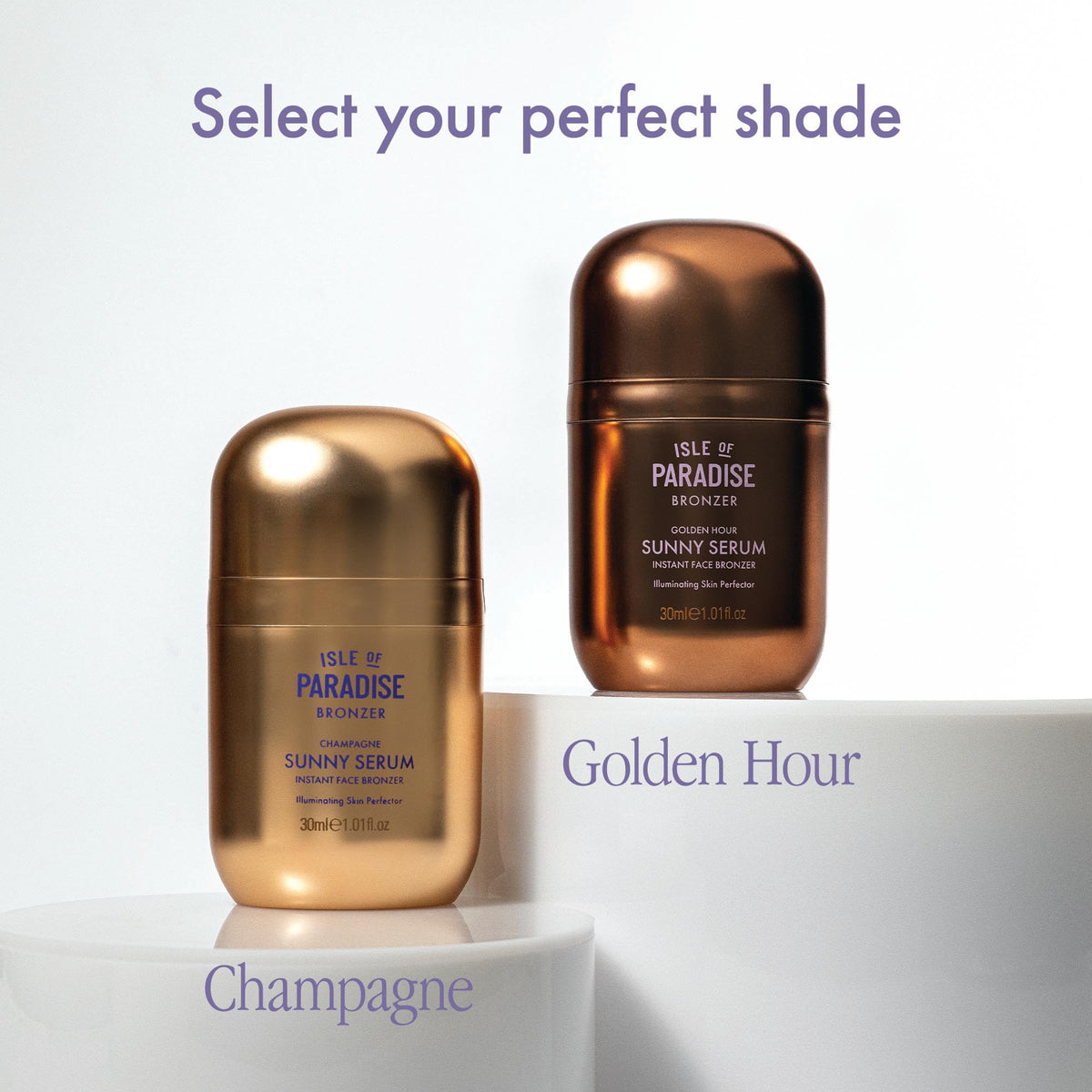 Isle of Paradise bottle on vanity showing everyday use and luminous results