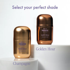 Isle of Paradise bottle on vanity showing everyday use and luminous results