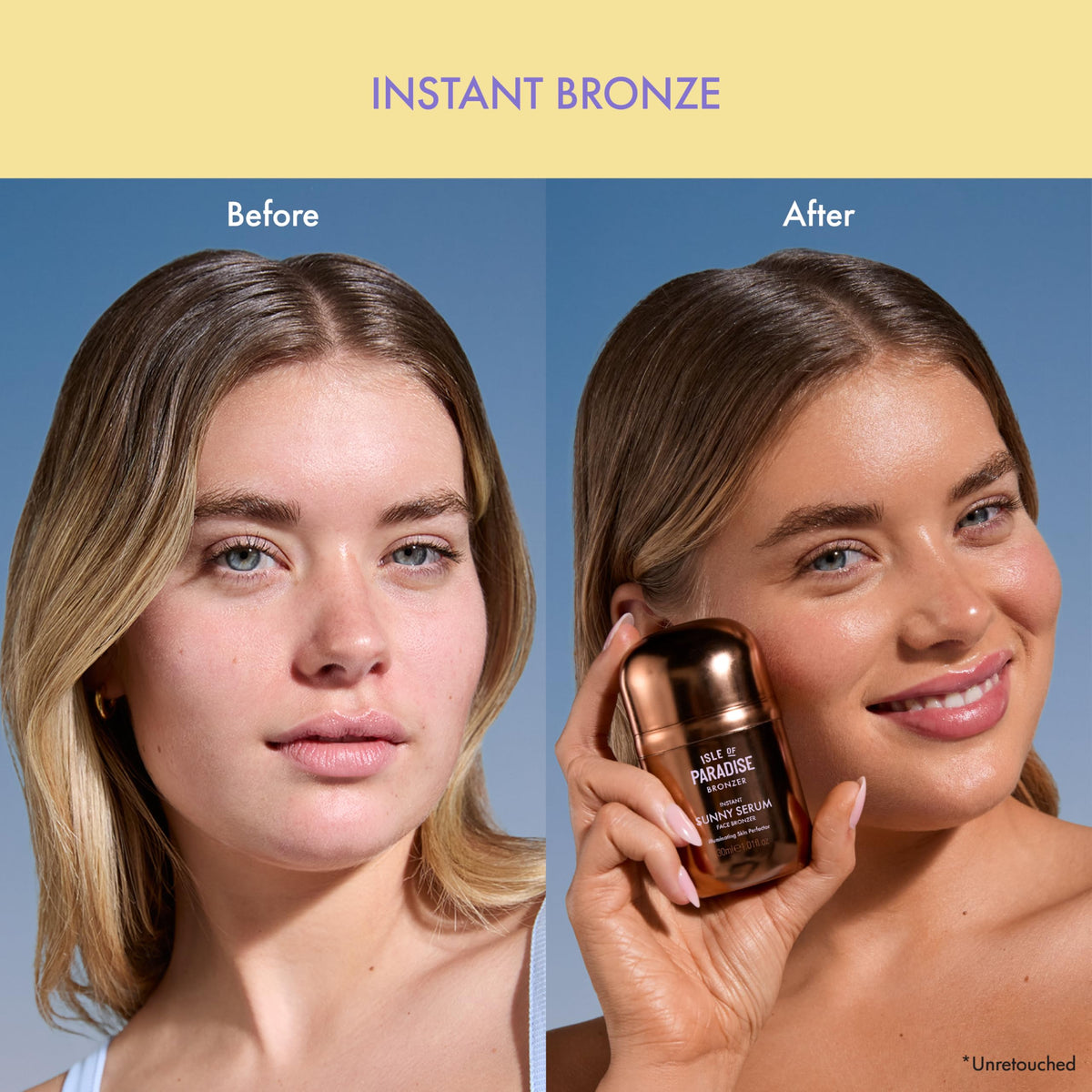 Isle of Paradise golden serum swatch texture showing blendable, dewy finish