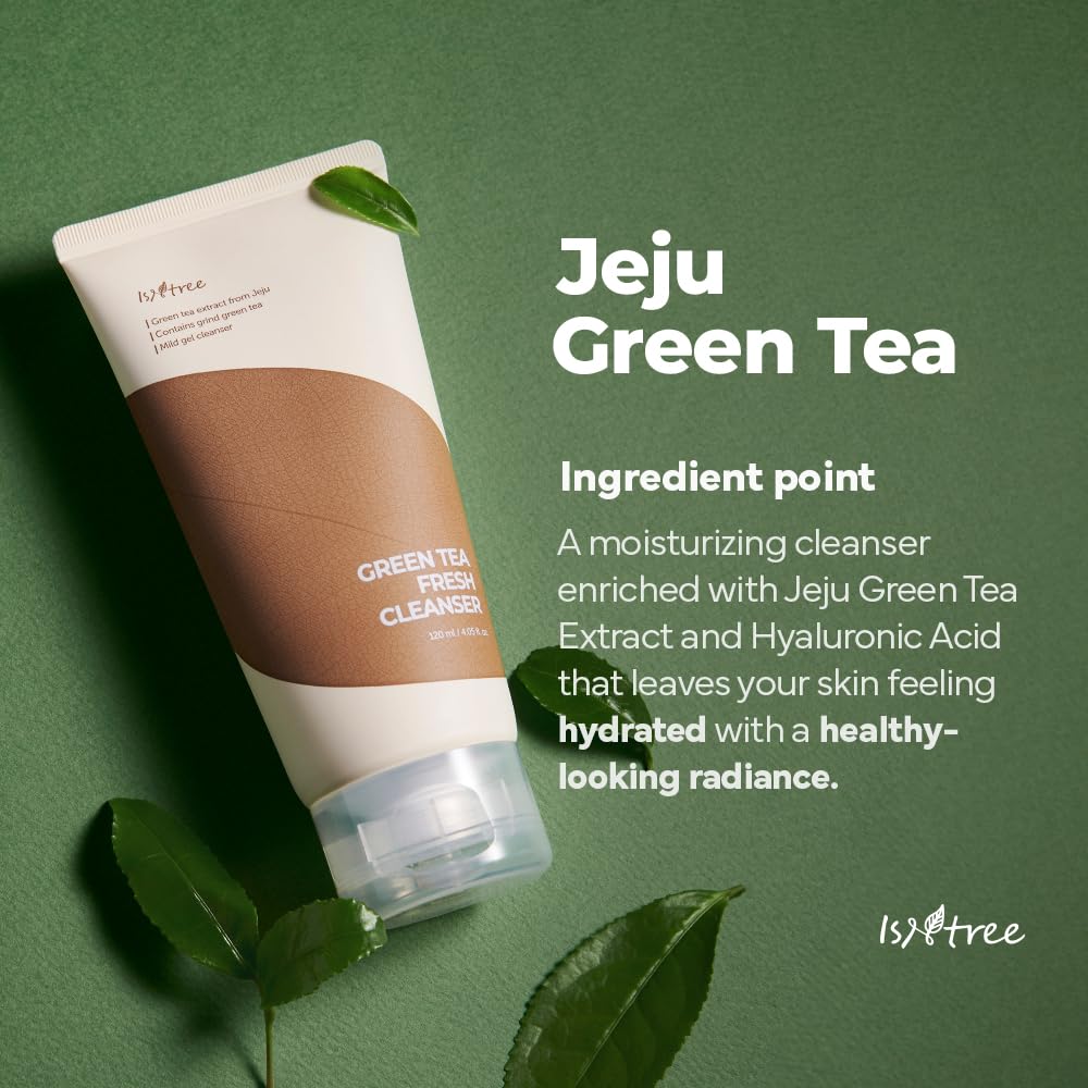 IsNtree label close-up showing Jeju green tea extract origin and ingredient transparency