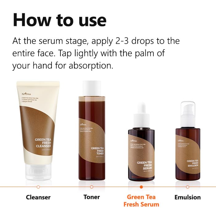 ISNTREE serum applied on skin demonstrating fast absorption and matte finish